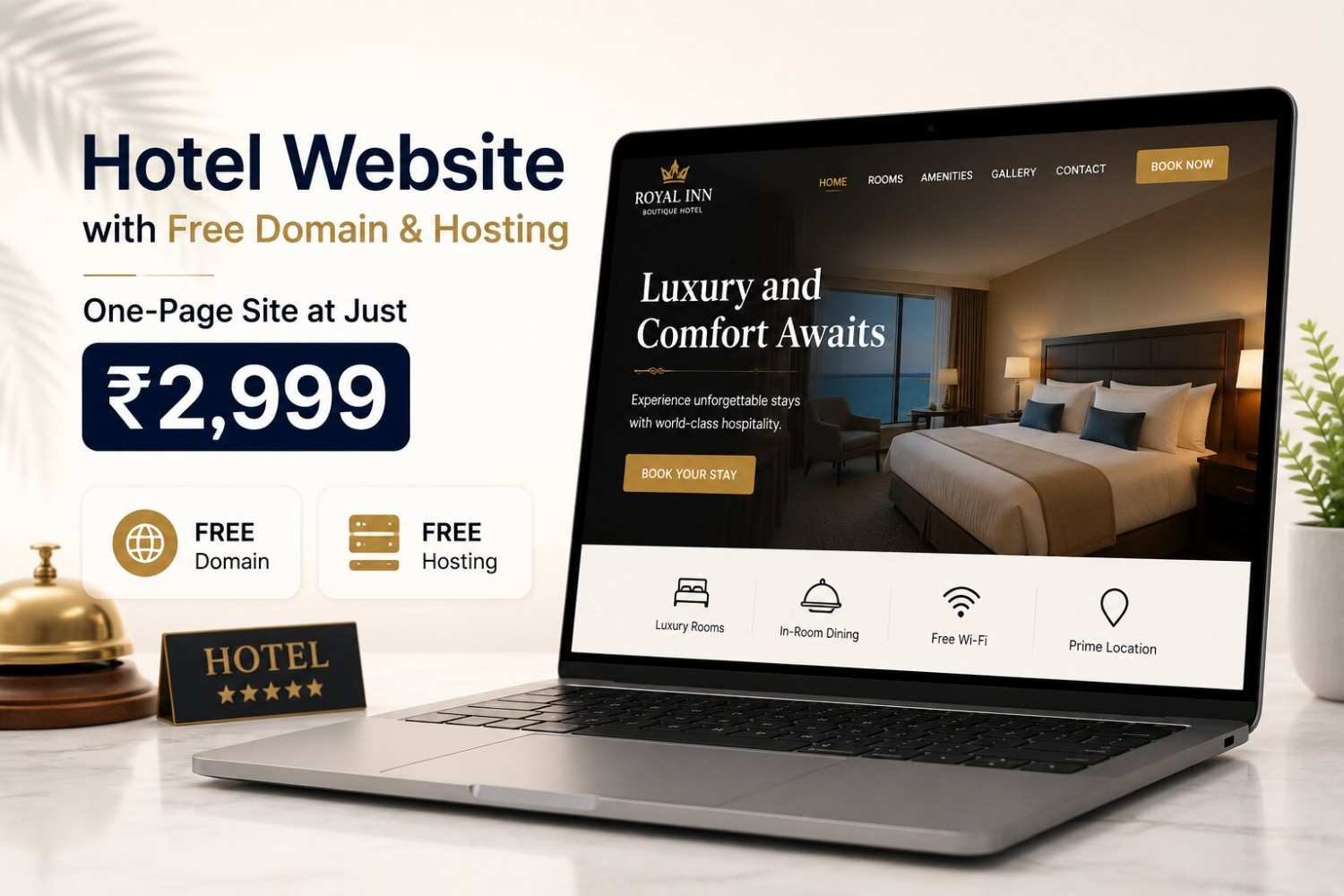 Get a Hotel Website with Free Domain & Hosting — One-Page Site at Just ₹2,999 - limited offer